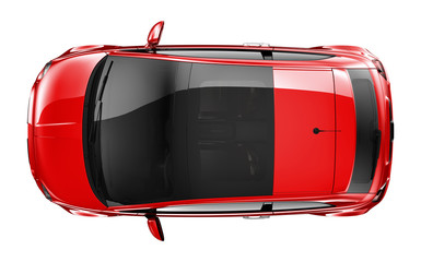 Compact red car - top angle