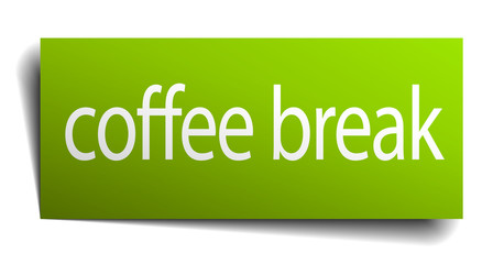 coffee break green paper sign on white background
