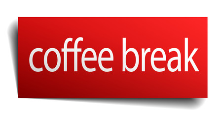 coffee break red paper sign isolated on white
