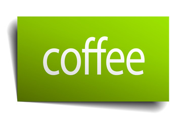 coffee green paper sign on white background