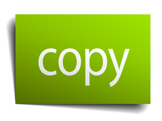 copy green paper sign on white background