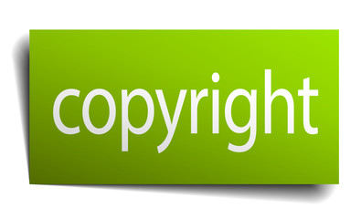 copyright green paper sign on white background