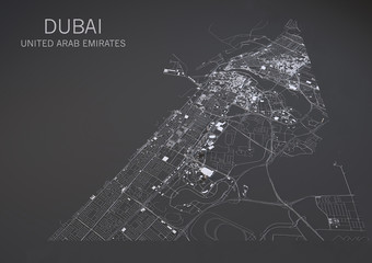 Cartina di Dubai, vista satellitare, mappa 3d