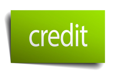 credit green paper sign on white background