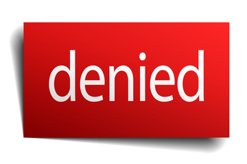 denied red square isolated paper sign on white
