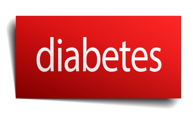 diabetes red square isolated paper sign on white