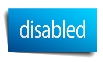 disabled blue paper sign on white background