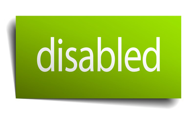 disabled green paper sign on white background