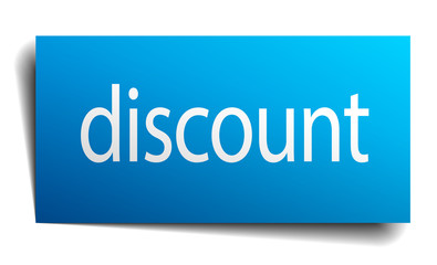 discount blue paper sign on white background
