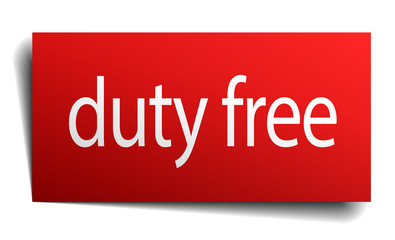 duty free red square isolated paper sign on white