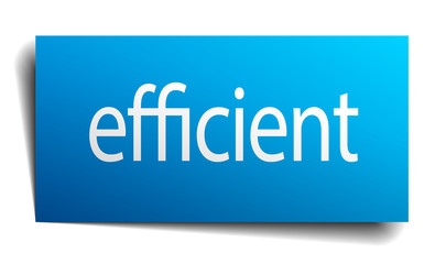 efficient blue paper sign on white background