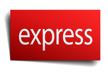 express red square isolated paper sign on white