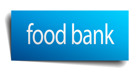 food bank blue paper sign on white background