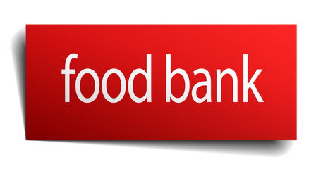 food bank red paper sign on white background