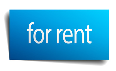 for rent blue paper sign on white background