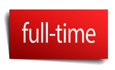 full-time red paper sign on white background