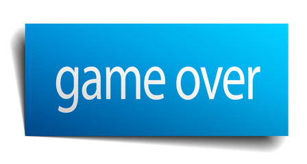 game over blue paper sign on white background