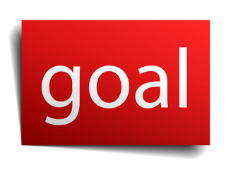 goal red square isolated paper sign on white