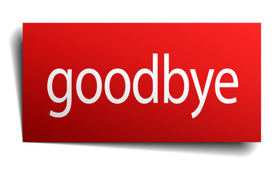 goodbye red square isolated paper sign on white