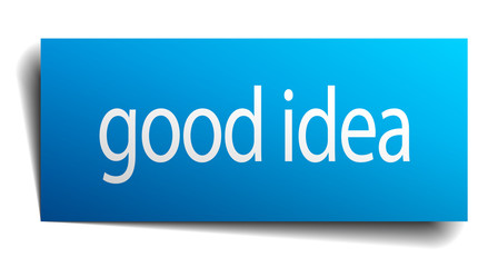 good idea blue paper sign on white background