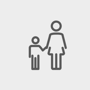 Mother and child thin line icon