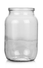 Empty Glass jar on white