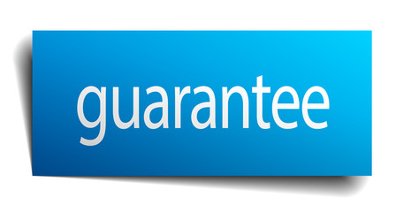 guarantee blue paper sign on white background