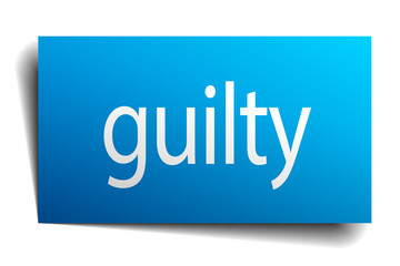 guilty blue paper sign on white background