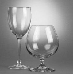 Two empty wine glasses