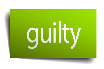 guilty green paper sign isolated on white