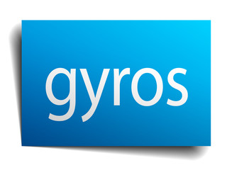 gyros blue paper sign on white background