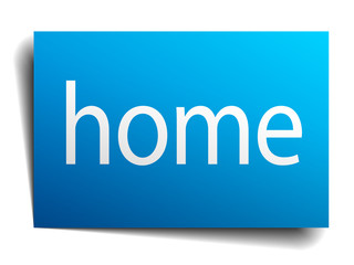 home blue paper sign on white background