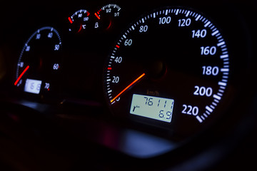 car dashboard at night