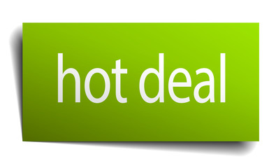 hot deal green paper sign isolated on white