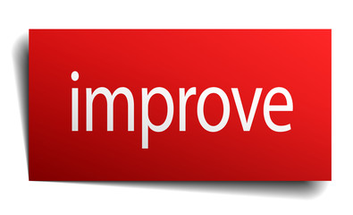 improve red square isolated paper sign on white