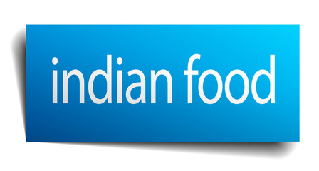 indian food blue paper sign isolated on white