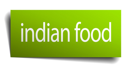 indian food green paper sign isolated on white