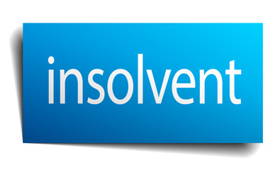 insolvent blue paper sign on white background