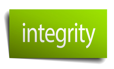 integrity green paper sign isolated on white