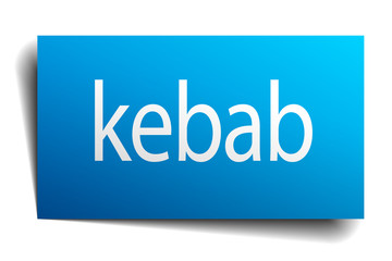 kebab blue paper sign on white background