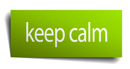 keep calm green square sticker isolated on white