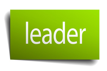 leader green paper sign on white background