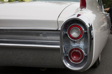 American car from the 50s on wedding day