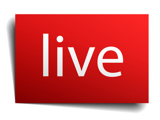 live red square isolated paper sign on white