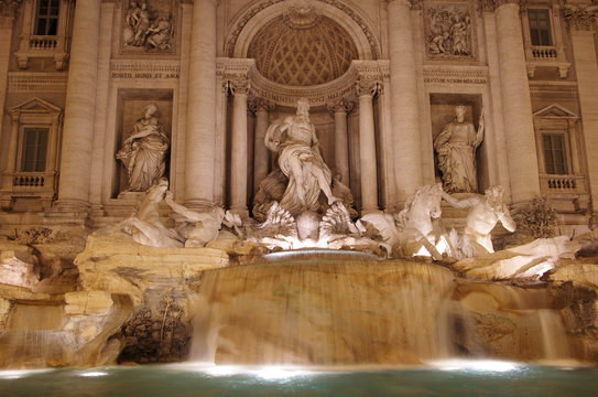 Famous Trevi fountain in the night. Rome, Italy
