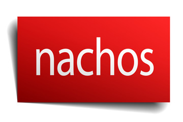 nachos red square isolated paper sign on white