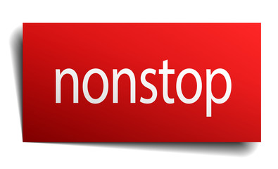 nonstop red square isolated paper sign on white