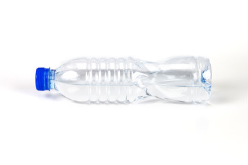 fresh drink water bottle horizontal placed on white background