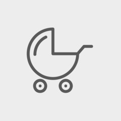 Baby stroller thin line icon