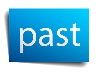 past blue paper sign on white background